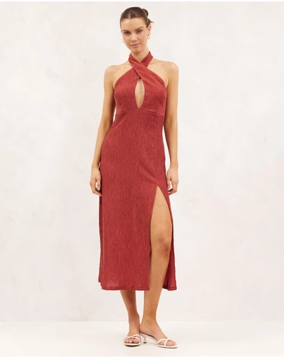 AERE - Textured Halter Midi Dress