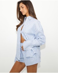 Dazie - Nina Stripe Double Waist Band Shorts