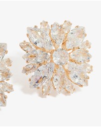 Lovisa - Gold Cubic Zirconia Statement Flower Stud Earrings