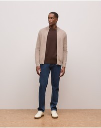 Trenery - Cashmere Zip Through Knit in Natural