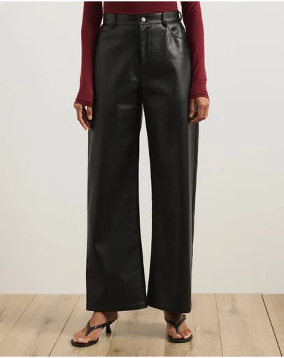 Atmos&Here - Laura Leather Look Straight Leg Pants