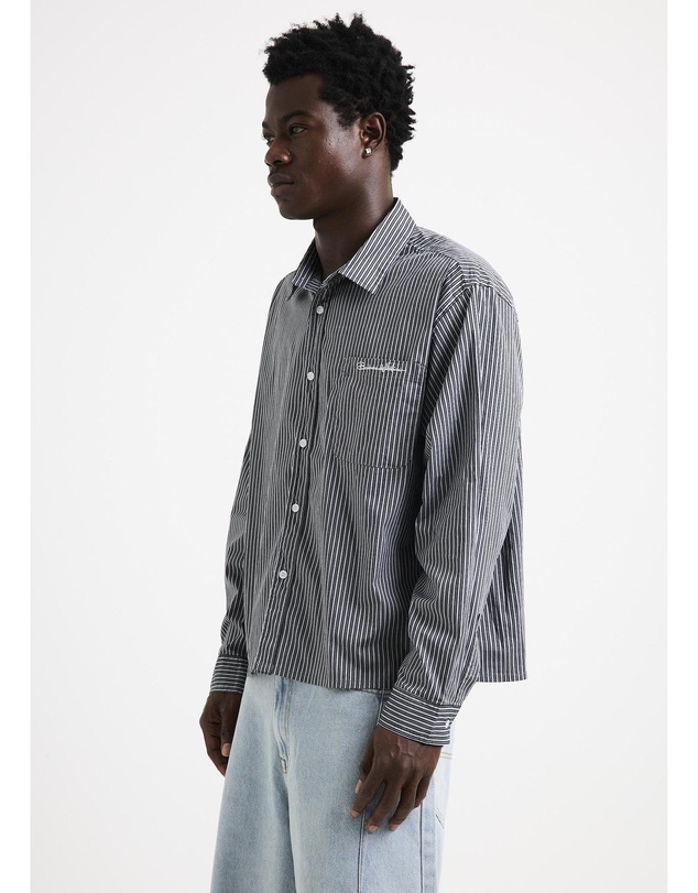 Black Noise White Rain - Miami Striped Long Sleeve Shirt
