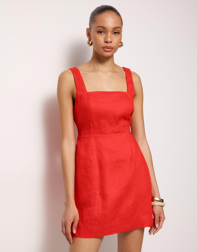 AERE - Kaili Linen Square Neck Mini Dress
