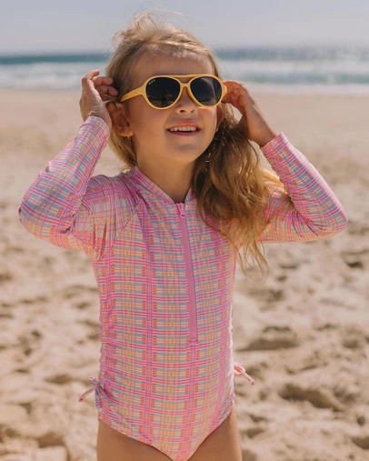 Huxbaby - Beach Club Check Shirred Swimsuit - ICONIC EXCLUSIVE - Babies-Kids