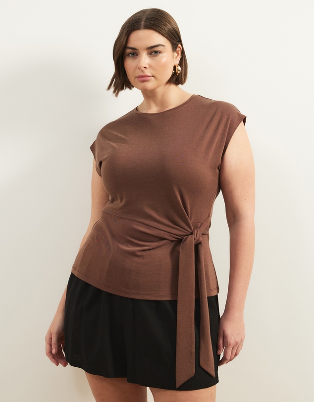 Atmos&Here Curvy - Grace Side Tie T-Shirt