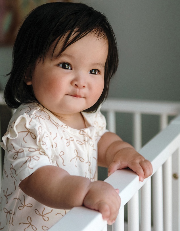 Kynd Baby - Day Or Night Short Sleeve Frill Onesie in Ivory Bow