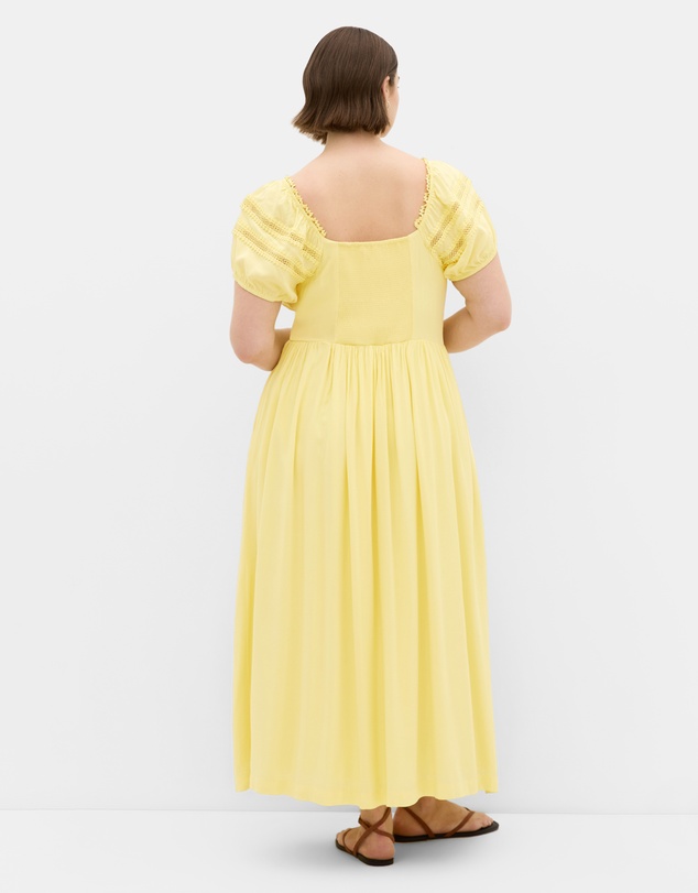 City Chic - Abbie Lace Trim Maxi Dress - lemon
