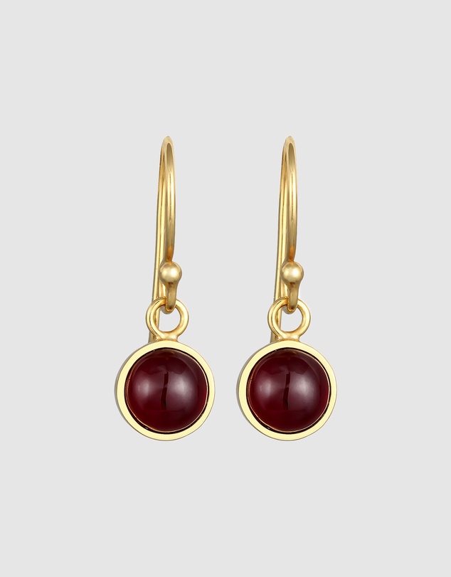Elli Jewelry - Earrings Ear Hanger Basic Round with Garnet Gemstone in 925 Sterling Silver gold plated