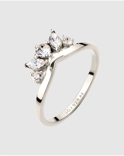 Elli Jewelry - Swarovski® Crystal Crown Ring in 925 Silver
