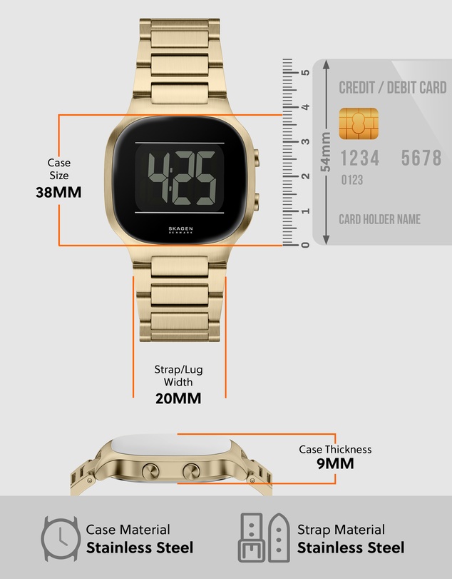 Skagen - Mellem Digital Gold Tone Digital Watch