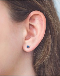 Georgini - Natural Sapphire And Two Natural Diamond September Silver Earrings