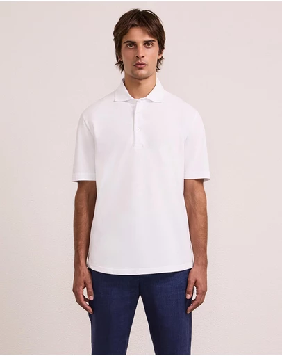 Frescobol Carioca - Luca Cotton Piquet SS Button Up Polo