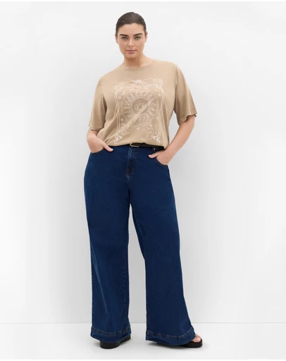 City Chic - Plus size Lola Cotton Tee - taupe wash