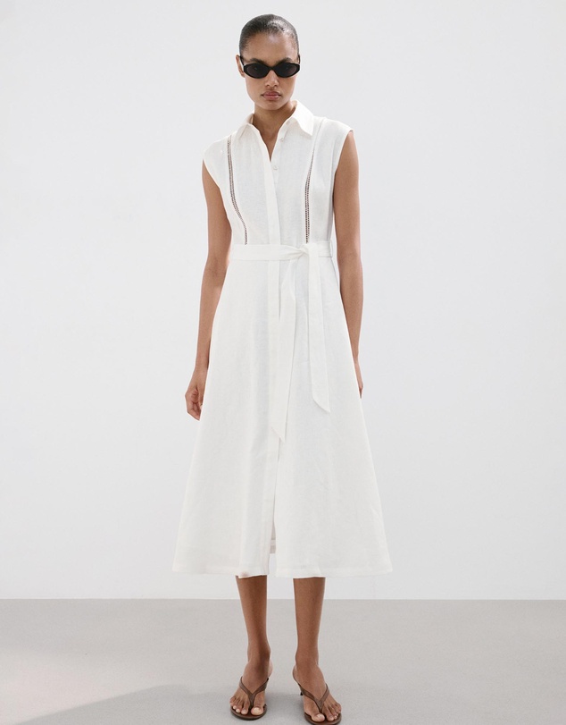M.N.G - Linen Shirt Dress with Bow