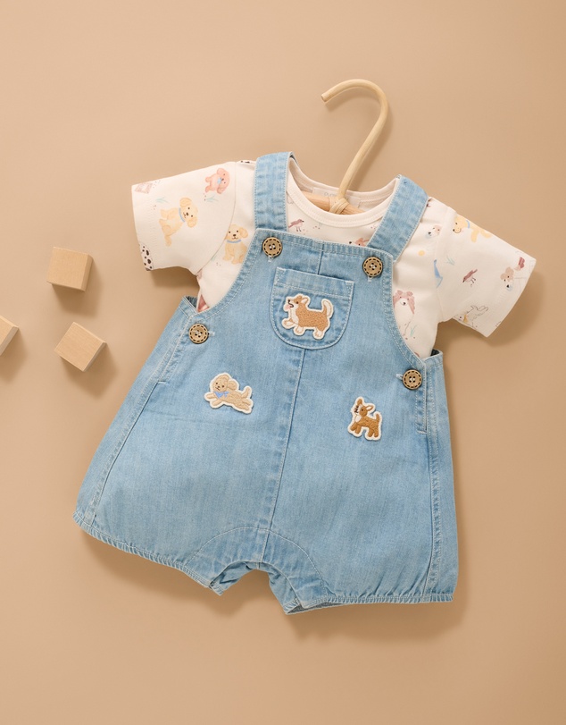 Purebaby - Denim Overall Set-Kids-Babies