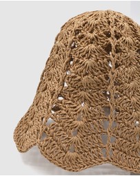 FORD MILLINERY - Daisy Crochet Bucket Hat (tan)