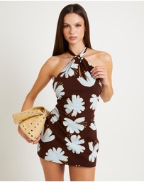 Subtitled - Kay  Keyhole Linen Mini Dress