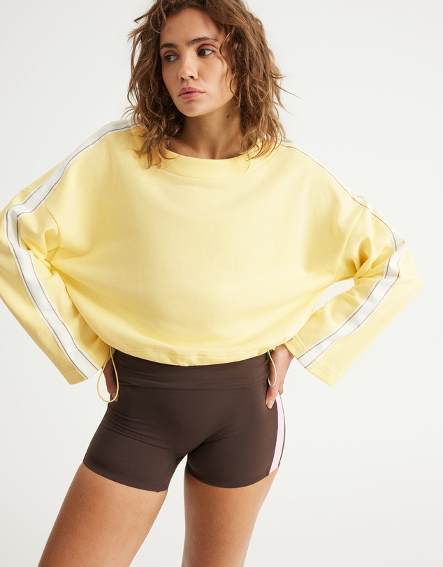 Upstate - Terry Boxy Crop Long Sleeve Top - Lemonade