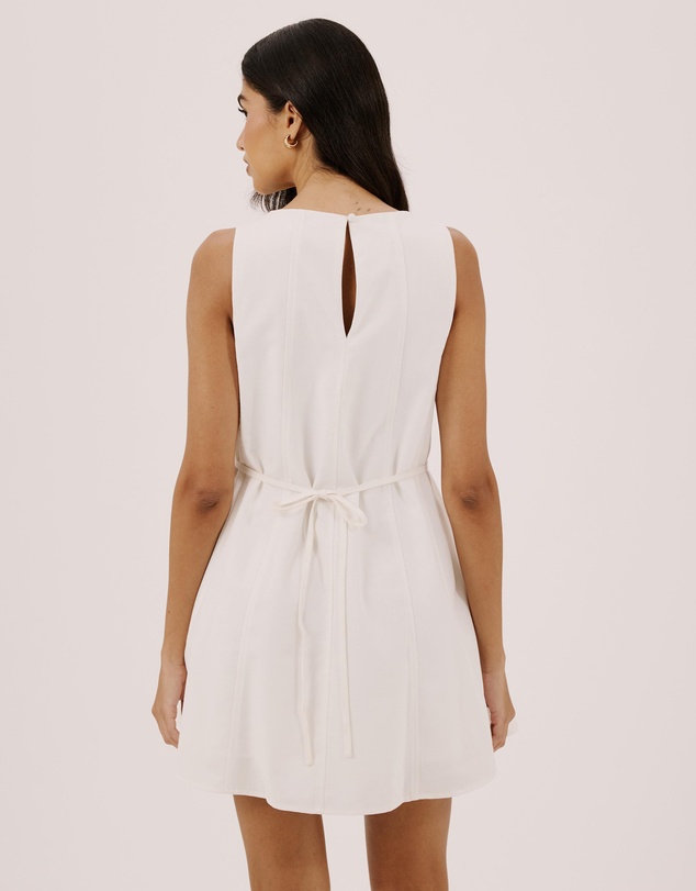 Atmos&Here - Willow Linen Blend A-Line Mini Dress with Top Stitching Detail