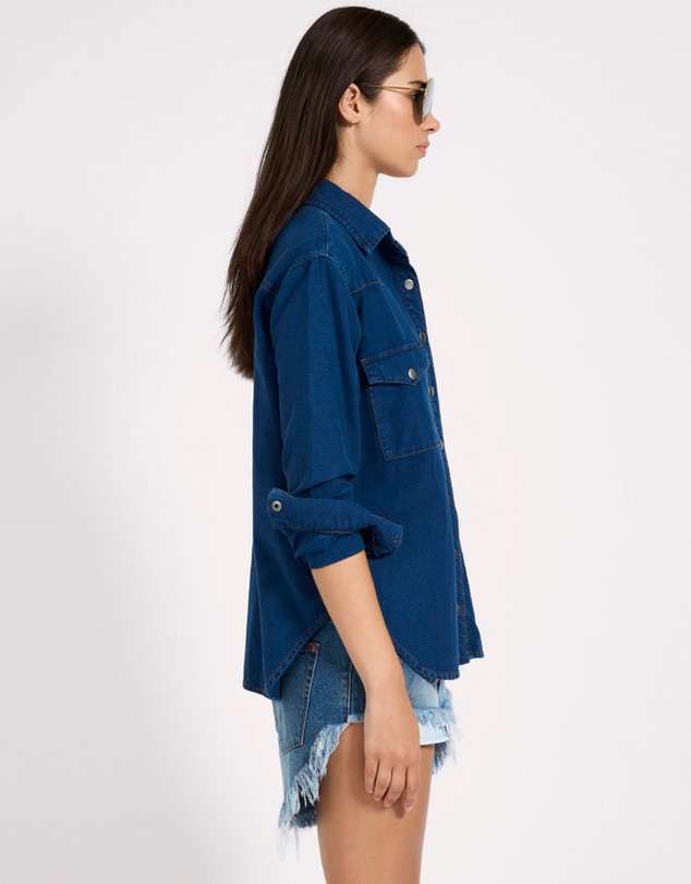 ONE TEASPOON - Western Denim Shirt - Deep Blue
