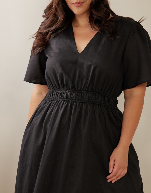 Atmos&Here Curvy - Jasmine Linen Blend Midi Dress