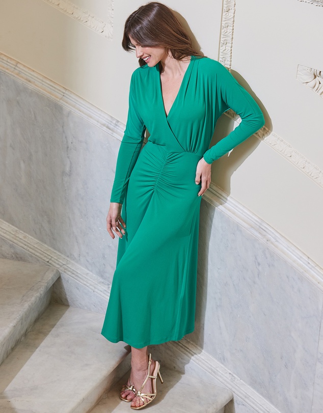 Sosandar - Ruched Detail Wrap Jersey Midi Dress