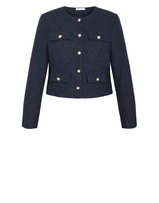 City Chic - Plus size Krystal Boucle Jacket - navy