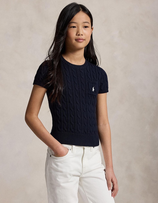 Polo Ralph Lauren - Cable-Knit Cotton Short-Sleeve Sweater