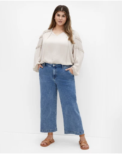 City Chic - Plus size Drama Queen Long Sleeve Shirt - porcelain