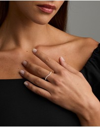 Michael Hill - Cultured Freshwater Pearl Wave Band Ring in 10kt Yellow Gold