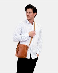 Pierre Cardin - Pierre Cardin Men's Leather Twin Zip Crossbody Bag