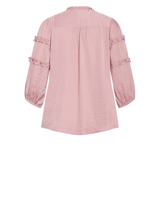 City Chic - Plus size Drama Queen Elbow Sleeve Shirt - dusty pink