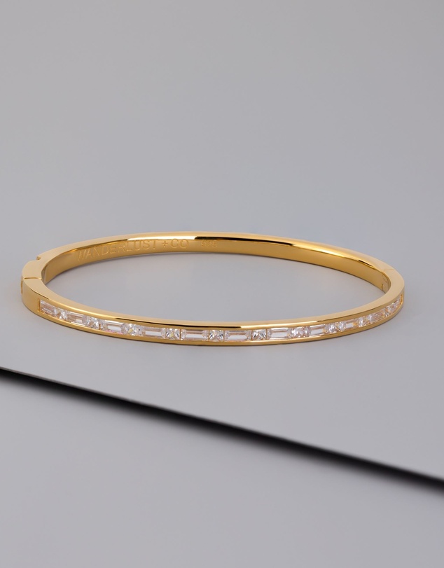 Wanderlust + Co - Classic Baguette 14K Gold Vermeil Bangle