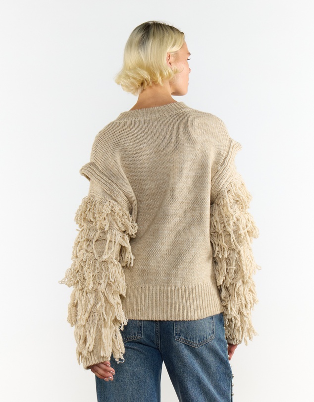 Glamorous - Fringe Sleeve Cable Knit Jumper