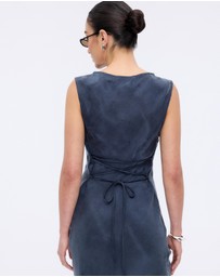 Minima Esenciales - Florence Cupro Lace Up Back Midi Dress