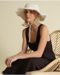 Morgan & Taylor - Cleo Linen-Blend Bucket Hat in Beige