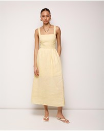 AERE - Raina Tie Back Linen Midi Dress