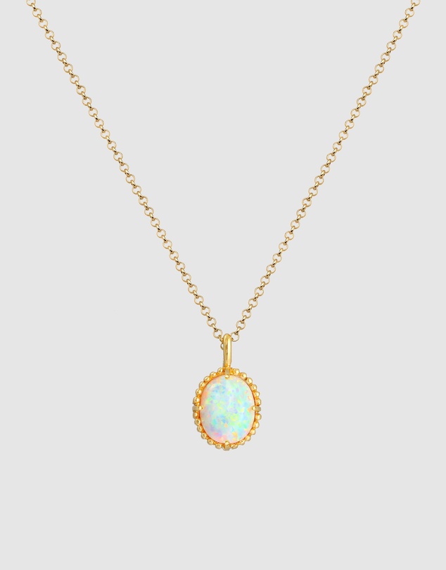 Elli Jewelry - Opal Necklace in Gold-Plated 925 Silver