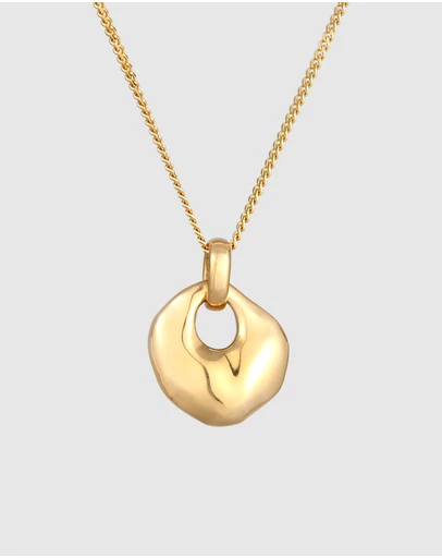 Elli Jewelry - Organic Disc Pendant Necklace in Gold-Plated 925 Silver