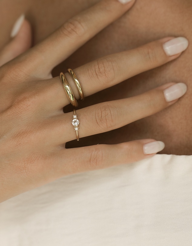 Elli Jewelry - Ring Synthetic Pearls in 925 Sterling Silver Gold Plated