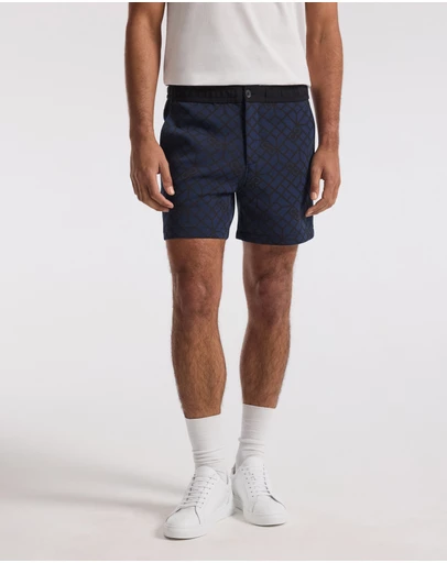 Calibre - Monogram Print Sweatshorts Mid Blue
