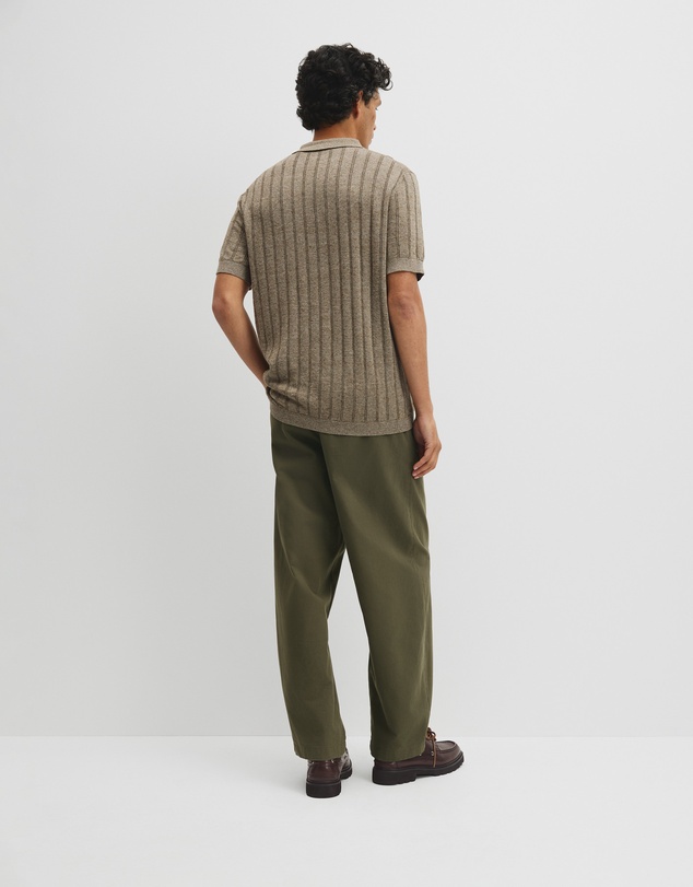 Country Road - Linen Cotton Stripe Knit Polo