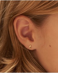 Wanderlust + Co - Alphabet Bubble Gold Stud Earrings - Letter R