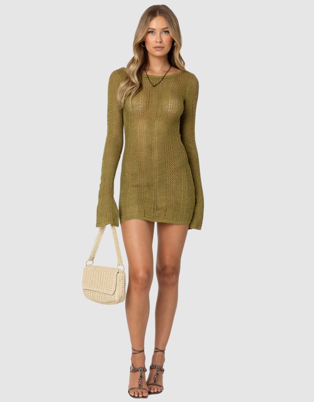 EDIKTED - Back Cut Out Crochet Mini Dress