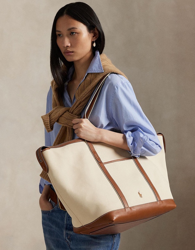 Polo Ralph Lauren - Leather-Trim Canvas Large Shopper Tote - The ICONIC Exclusive