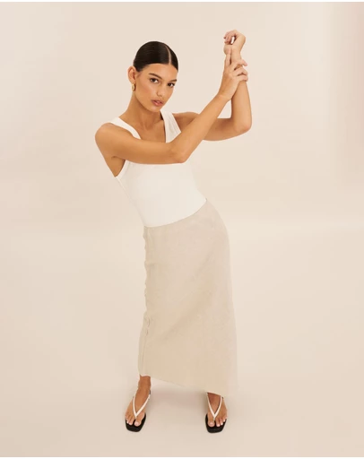 AERE - Linen Bias Cut Midi Skirt