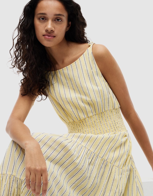 Tommy Hilfiger - Seersucker Smock Tie Strap Midi Dress