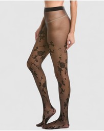 High Heel Jungle - Floral Jacquard Sheer Tights
