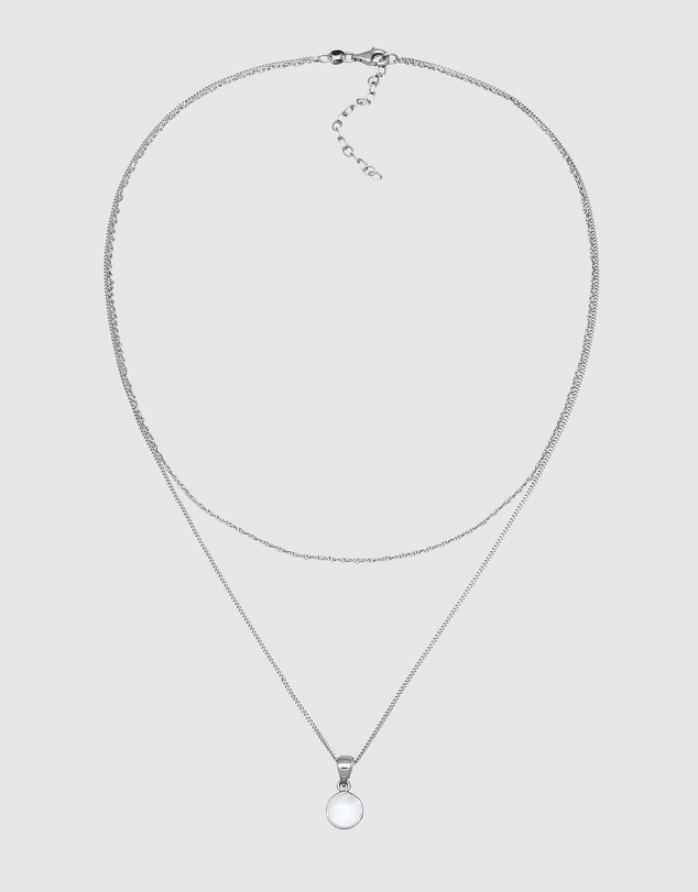 Elli Jewelry - Necklace Layer Circle Moonstone 925 Sterling Silver