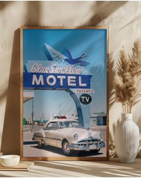 Olive et Oriel - Blue Swallow Motel by Bethany Young Art Print